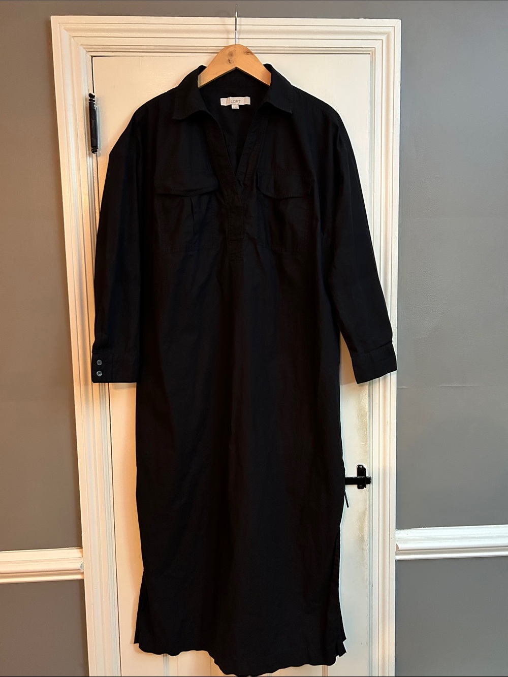 LOFT Black Women’s Long Shirt Dress